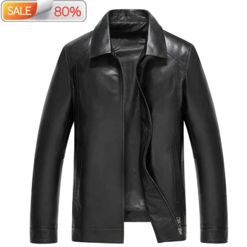 

Men's Jacket 100% Sheepskin Coat Real Genuine Leather Jackets Spring Autumn Chamarra Motociclista KS-D652-1