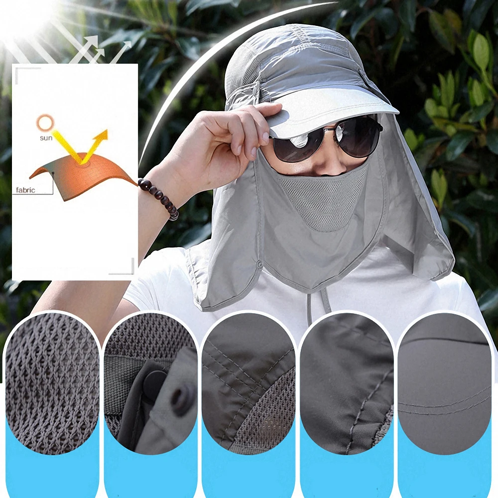 Summer Sun Protection Hat Cap UV Protection Neck Face Flap Hat Unisex Casual Sun Cap Outdoor