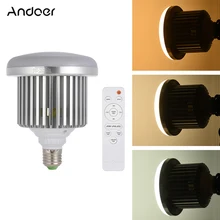 Andoer e27 50w lâmpada led brilho ajustável & temperatura de cor 3200k ~ 5600k com controle remoto estúdio foto vídeo luz