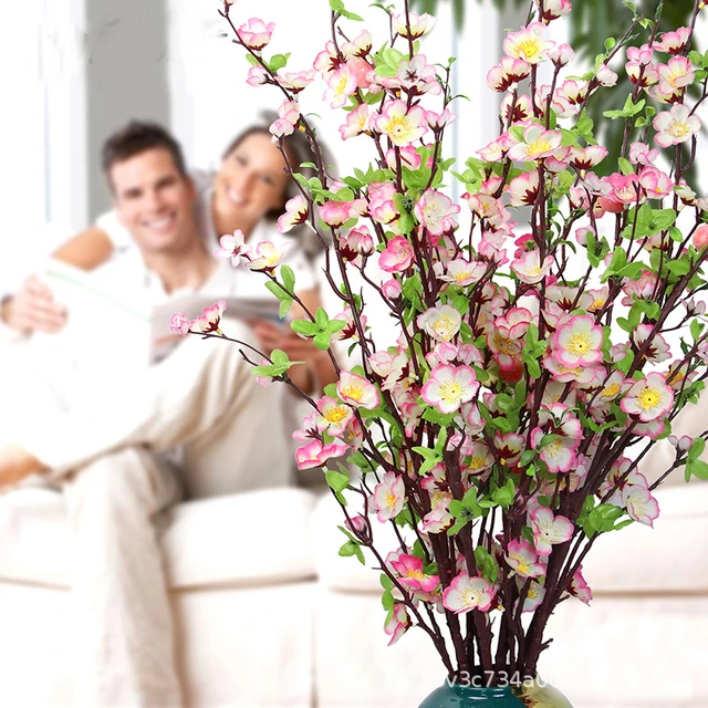 1pc Peach Blossom Artificial Flower Branch for Home Living Room