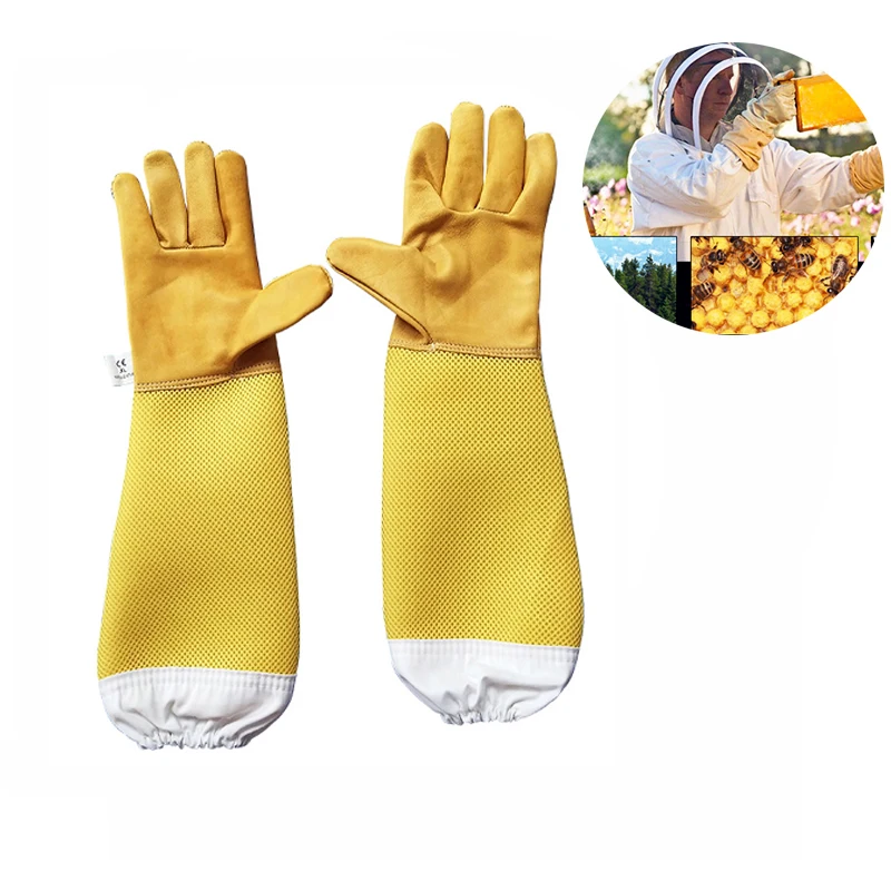 

Beekeeping gloves Protective Sleeves Ventilated Professional sheepskin and canvas Anti Bee for Apiculture beekeeping gloves