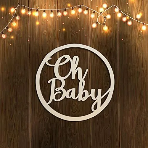 

Oh Baby Shower деревянный знак для вечеривечерние украшения детский Душ Баннер для Стола Знак пол раскрываемый фон декор для стен реквизит для фотографий круглый