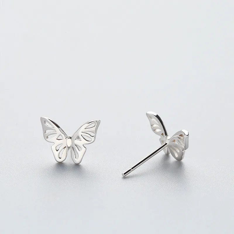 Серьги-бабочки для женщин, 925 пробы, серебряные, темпераментные, простые, серебряные серьги, милые, милые, студенческие, ювелирное изделие, подарок