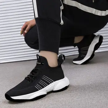 

Mens black flyknit casual sport shoes boy walking sneakers man breathable air mesh shoes designer men comfortable sneaker