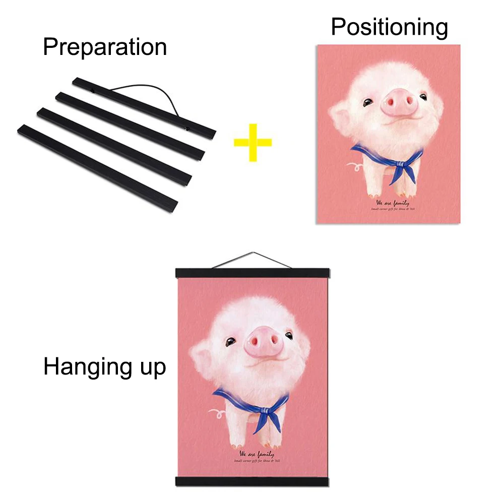 Magnetic Poster Frame Wooden Wall Photo Picture Artwork Hanger Poster Holder Hanging scrolls Home Wall Decoration Frame 21-50cm photo frame