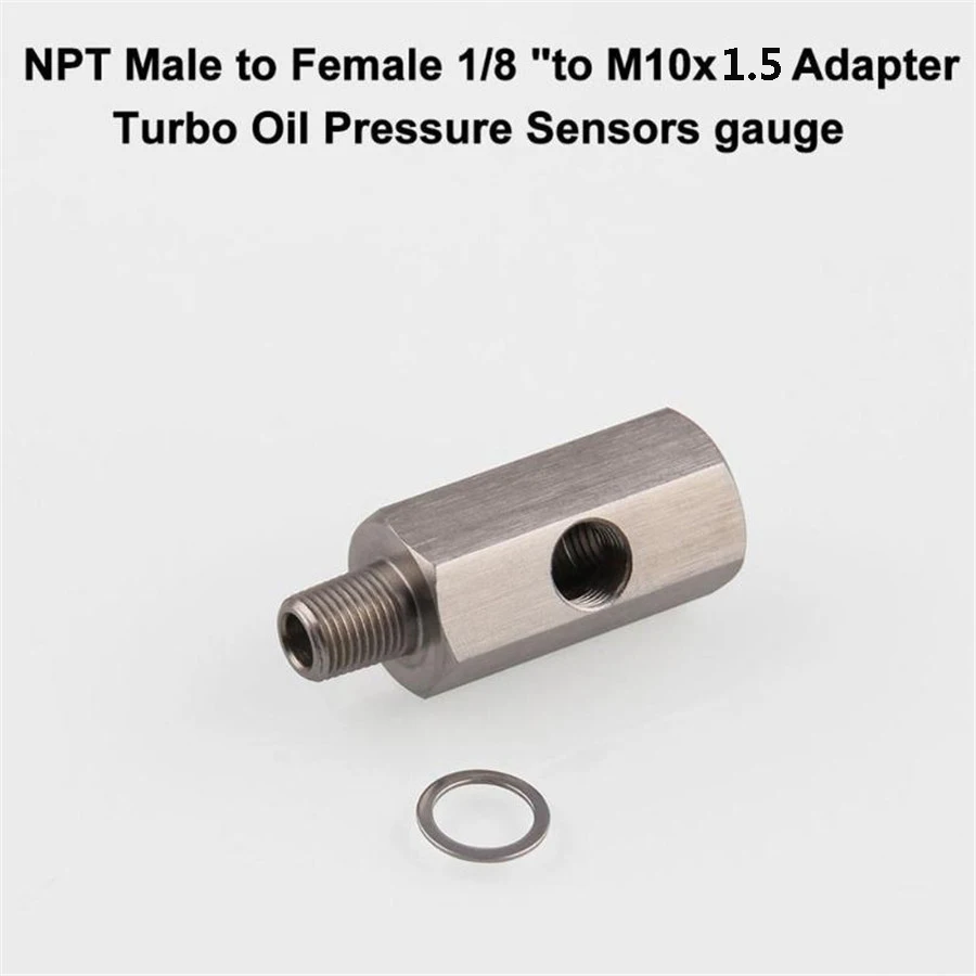 

1/8" NPT Oil Pressure Sensor Tee to M10X1.5 Adapter Turbo Supply Feed Line Gauge