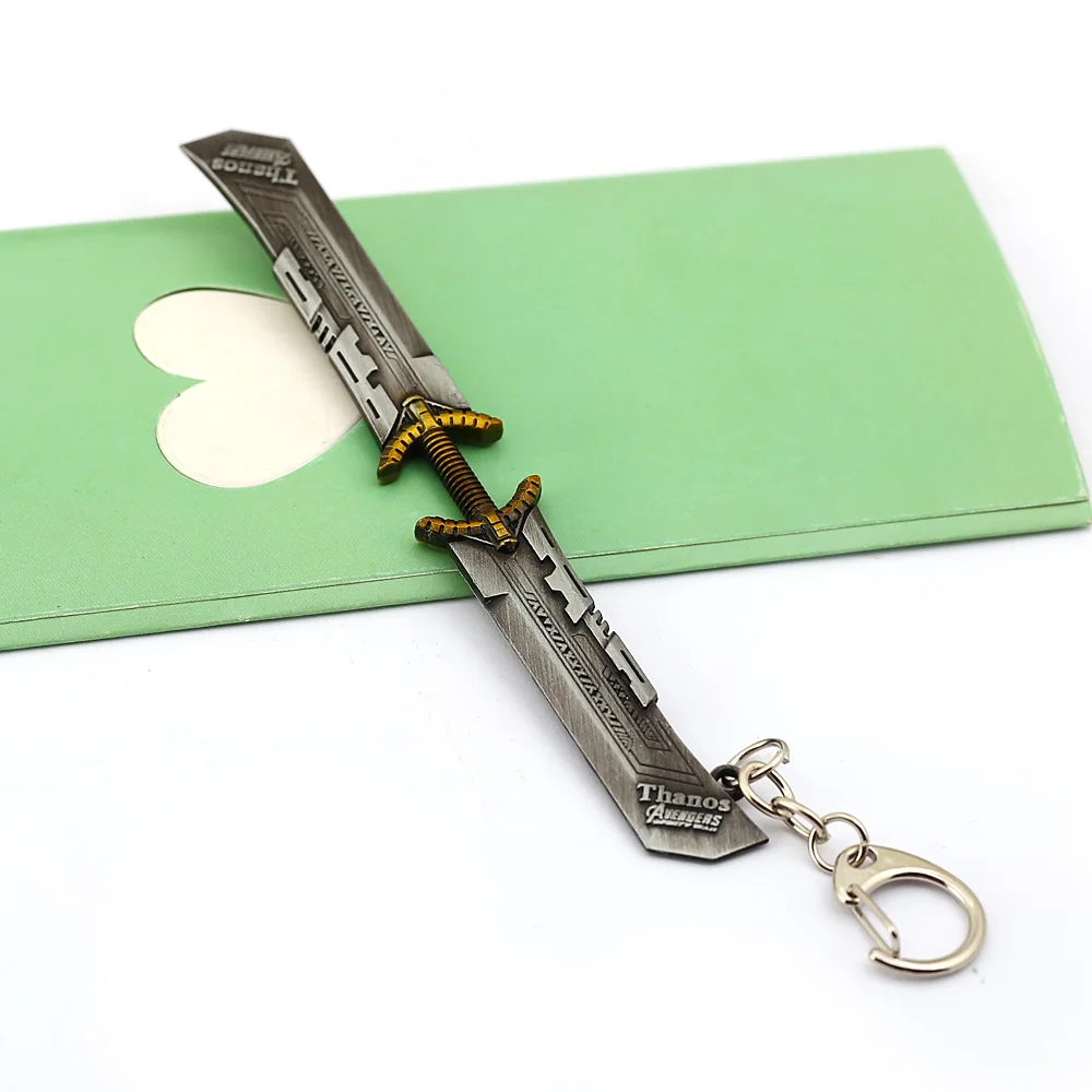 

5pcs/lot Avengers 4 Thanos Keychain Endgame New Weapons Keyrings Double-edged Sword Metal Pendant Infinite Power Gauntlet Key