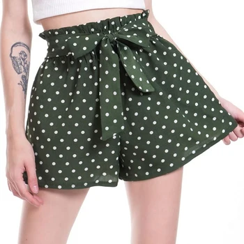 

Dot Shorts Women 2019 Summer Chiffon Sexy Elegant Fashion Lace Up Mini Ladies Shorts