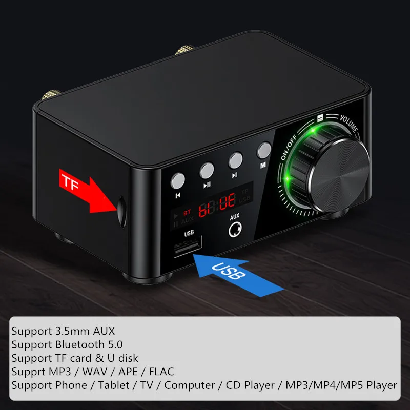 Bluetooth 5 0 HIFI цифровой усилитель мощности аудио Плата TPA3116 50WX2 стерео автомобильный