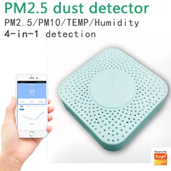 Tuya – capteur de qualité de l'air, 4 en 1, WiFi, PM25, PM10, détecteur de température et d'humidité, pour maison connectée 