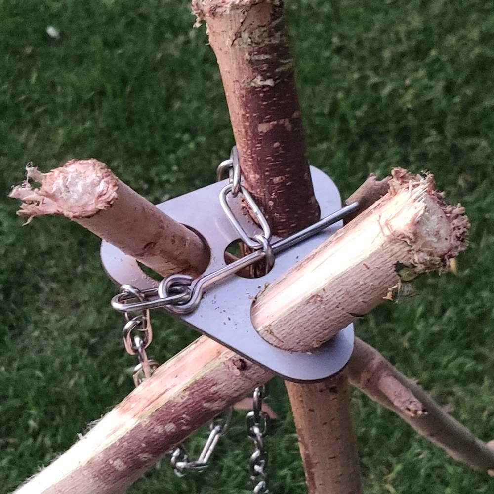 Outdoor Grill Hanging Pot Stand Set Stainless Steel Triangle Bonfire