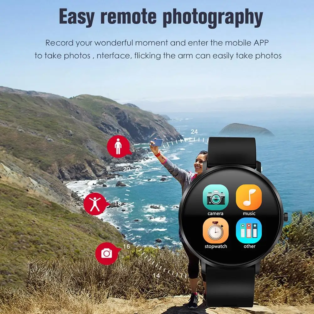 F25 Full Touch Round Screen Smart Bracelet IP67 Waterproof Heart Rate Blood Pressure Monitoring Health Reminder Smart Watch