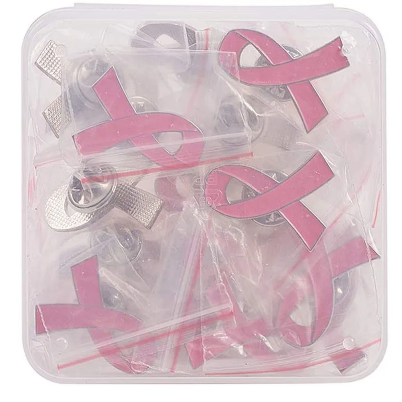 Pink Ribbon Pin, 20 Pcs Official Ribbon Brooches Breast Cancer Awareness Lapel Pins