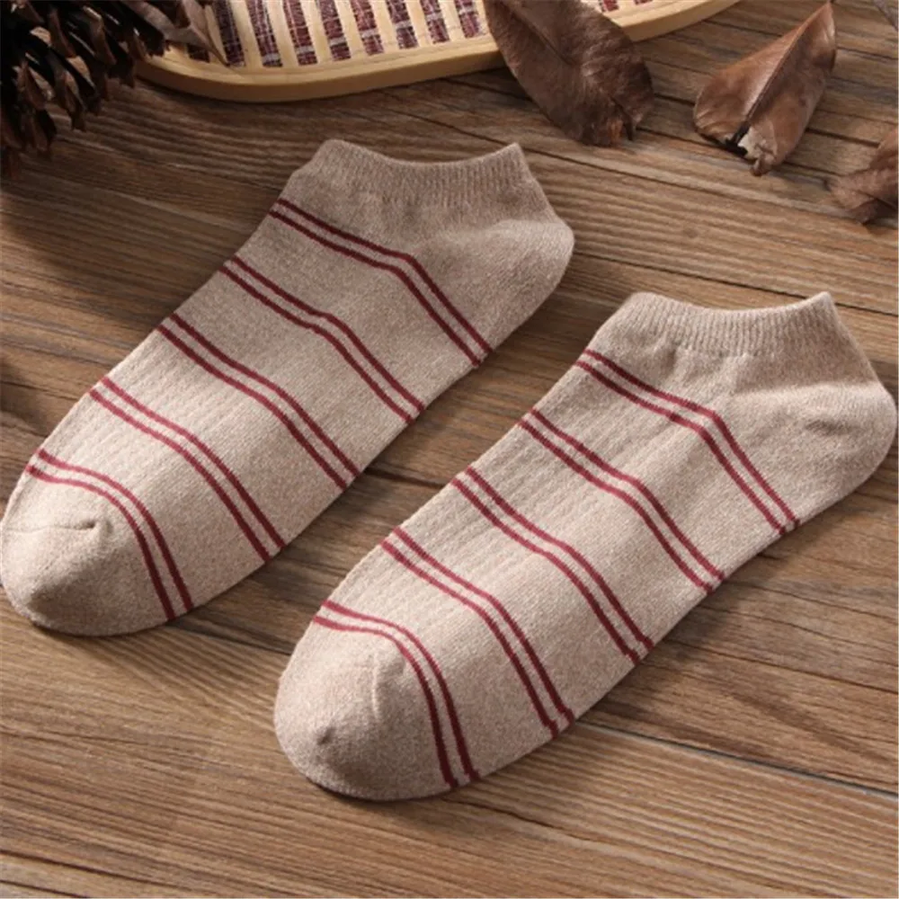 5 пар мужских носков, хлопковые полосатые носки-башмачки с закрытым носком, весенне-осенние мужские Повседневные Дышащие носки в стиле Харадзюку