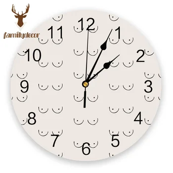 

Boobs Printed PVC Wall Clock Modern Design Home Decor Bedroom Silent Oclock Watch Wall For Living Room