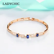 LADYCHIC Синий и Красный кубический цирконий браслеты для женщин и мужчин Свадебный Хрустальный Браслет Модные Роскошные ювелирные изделия подарок LB1018