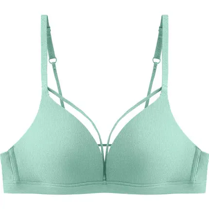 Green No Panties Сексуальное женское нижнее белье, набор, хлопок, пуш-ап, бюстгальтер и трусики, беспроводные, милые комплекты нижнего белья, комфортные, бесшовные, без косточек, трусы с открытой спиной - Цвет: Green No Panties
