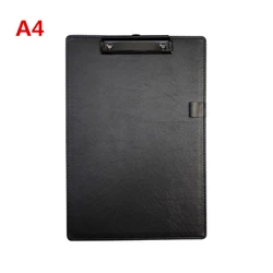 Sleek Black PU Leather Clipboard Folder - Premium Writing Pad & Document Holder (L)