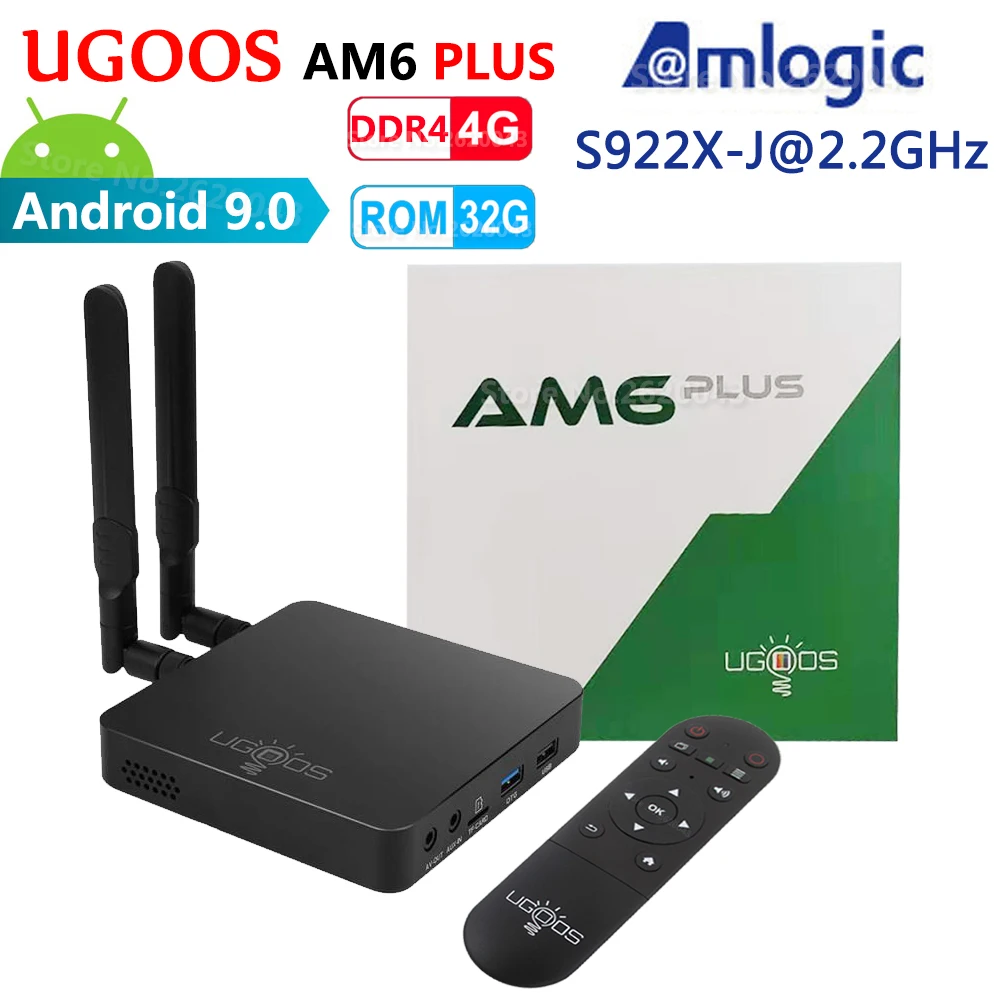 Новинка 2020 оригинальная ТВ приставка UGOOS AM6 Plus Android 9 0 Amlogic S922X J 2 ГГц 4 + телефон Wi Fi