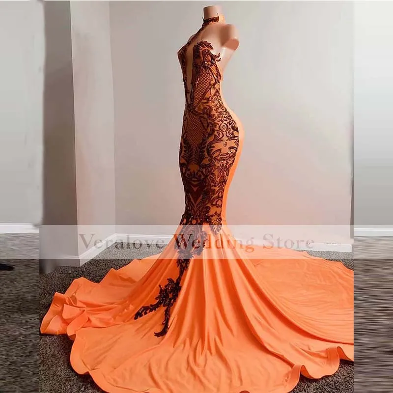 Vestidos De Cocktail 2022 One Shoulder Orange Black Girl Formal Party Gowns Graduation Gown Robe De Soirée De Mariage prom & dance dresses