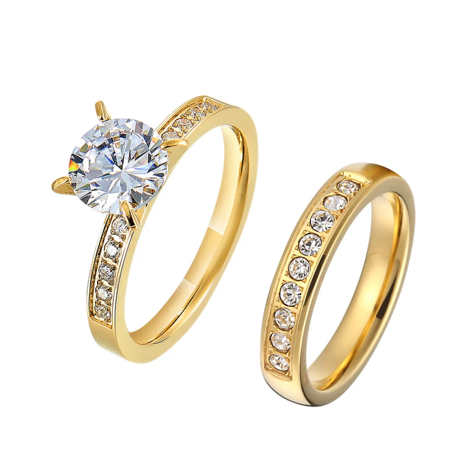 Bagues Couple Réglables - Acier Inoxydable Et Zircon - Modèle Couronne Princesse & Croix Chevalier - Cadeau Romantique - 4