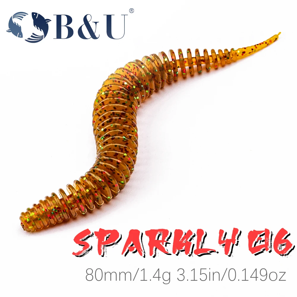 B&U Sparkly 80mm Fishing Lure Soft Lure Shad Silicone Baits Wobblers For Pike And Bass