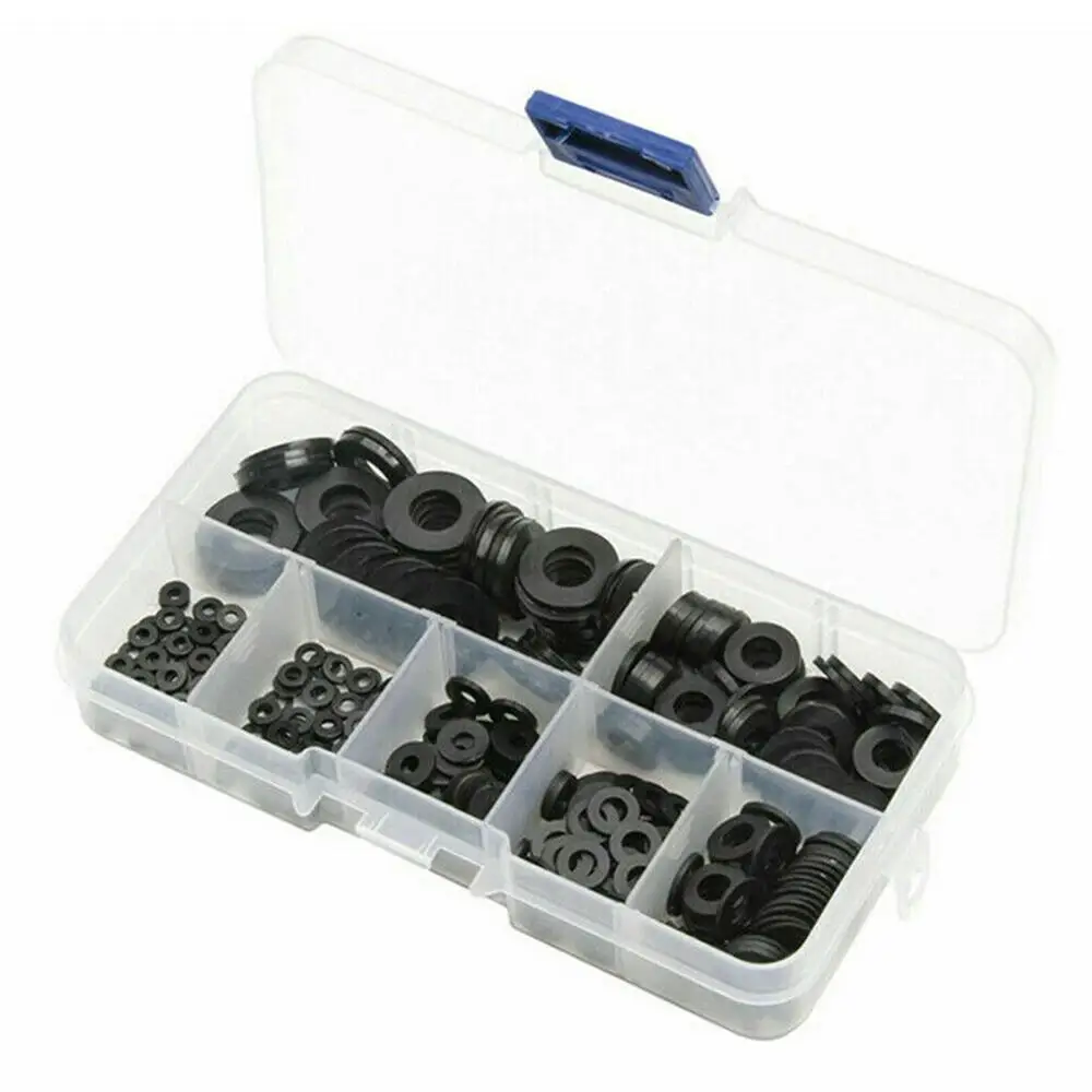 364pcs/Set Bonded Washer Kit Gasket Nylon Rubber Corrosion Resistant Flat Washer Seal Ring Set For Metric M2-M8