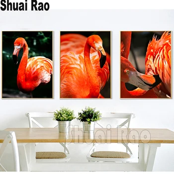 

Triptych Diamond Painting cross stitch mosaic Flamingo 3 pieces full square/round diamond embroidery rhinestone decor gift,