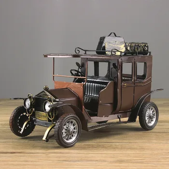 

30cm European Style Retro Iron Vintage Car Model Decoration Creative Metal Crafts Model Car Speed Wheels Diecasts Toy Vehicles