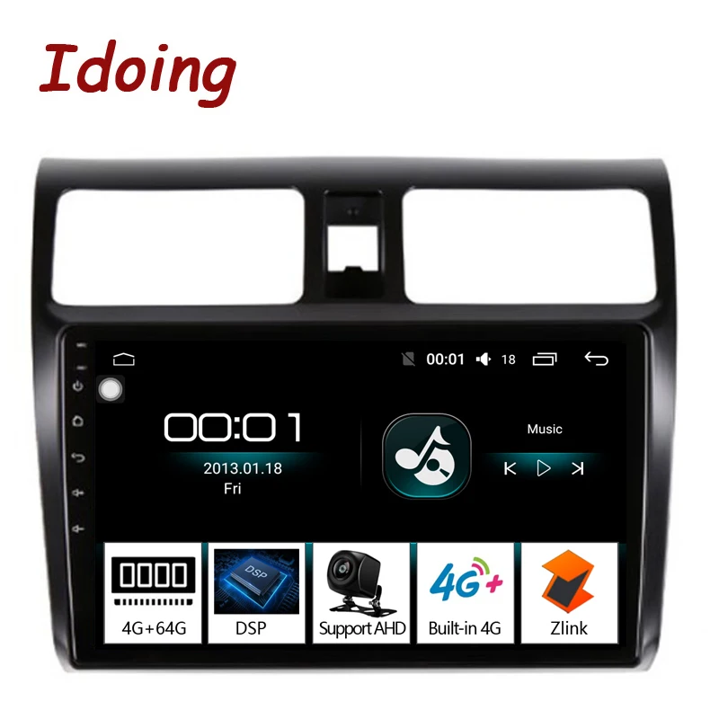 Автомобильный радиоплеер Idoing 10 2 дюйма 4 Гб + 64 ГБ 2.5D IPS Восьмиядерный Android для Suzuki