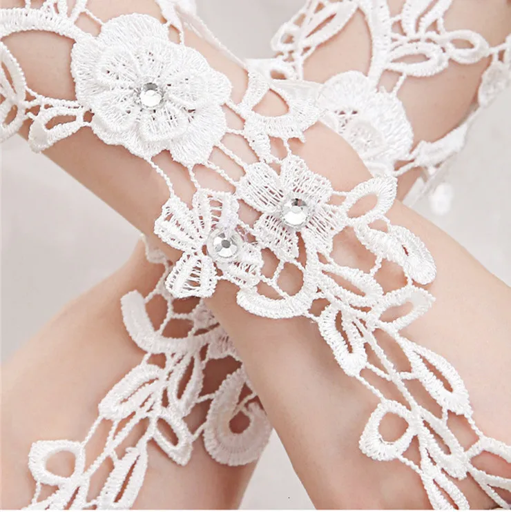 BacklakeGirls Acessorios De Noiva Fashionable Design Wedding Accessories Elbow Length Bridal Glove Fingerless Lace Wedding Glove