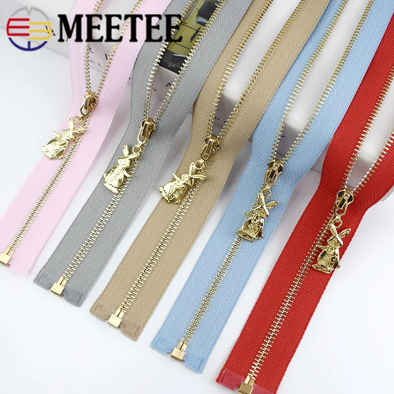 Meetee 2/5 шт. 40-70 см 3# с открытым концом металлическая молния Цвет Золотой зуб Авто замок с украшением в виде пряжки на молнии DIY сумки швейной Материал ZA051