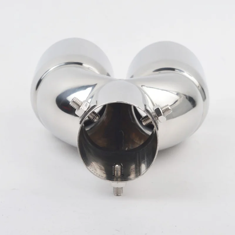

Universal Silver Double Outlet Stainless Steel Chrome Muffler Exhaust Pipe Tip End Trim Modified Tail Throat Liner Pipe