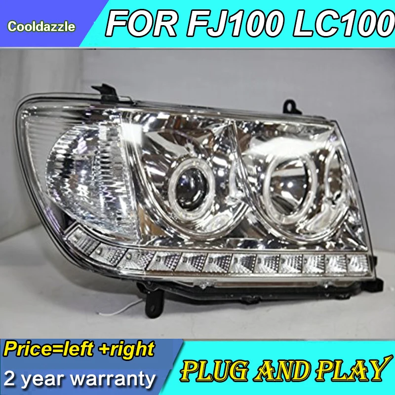 1 пара 2006 2007 год для TOYOTA Land cruiser LC100 4700 FJ100 светодиодный головной светильник ангельские глаза черный корпус ксеноновый HID комплект