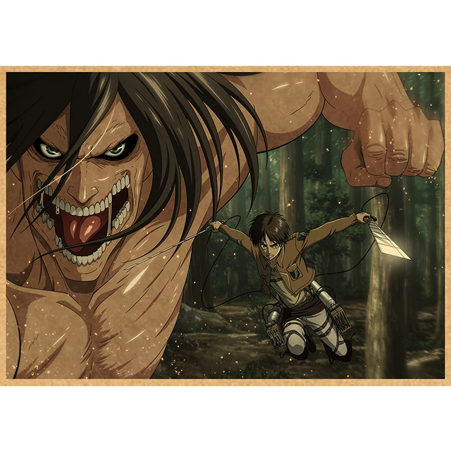 Attack on Titan Anime Poster Decor For Home Posters Room Wall Pictur Kraft Paper Retro And Prints Art Bar Cafe Stickers 40