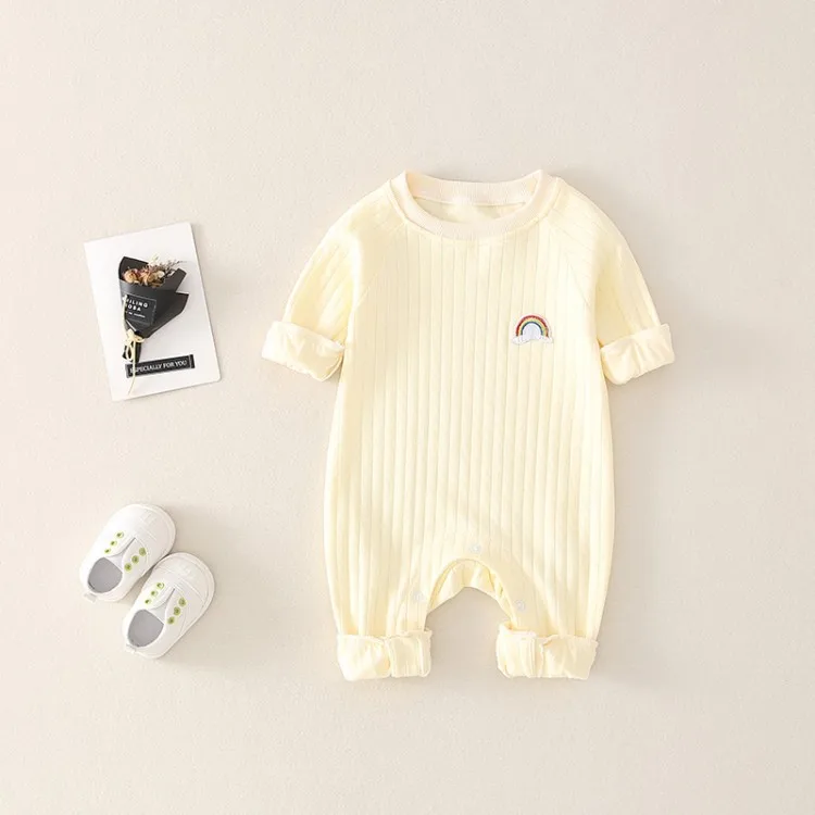 Newborn Infant Kid Baby Boy Girls Long Sleeve Romper Jumpsuit Clothes Outfits Warm Pure Color Cute Lovely Rainbow Clothing cool baby bodysuits	
