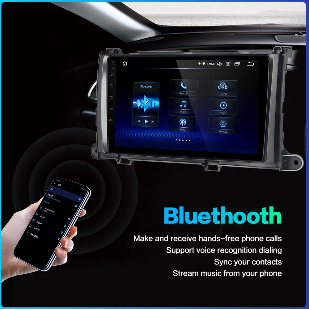 Excellent 9" IPS 1 din Car Radio Android 9.0 DSP for Toyota Sienna XL30 2010 2011 2012 2013 2014 GPS Navigator 4GB RAM 2