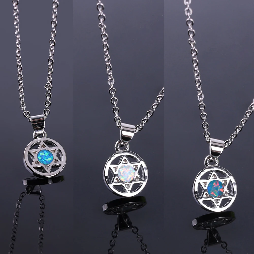 

KELITCH Necklace Jewelry 3 Colors Star Pendants Necklaces Silver Color Chain Tiny Adjustable Opal Women Necklace For Gifts