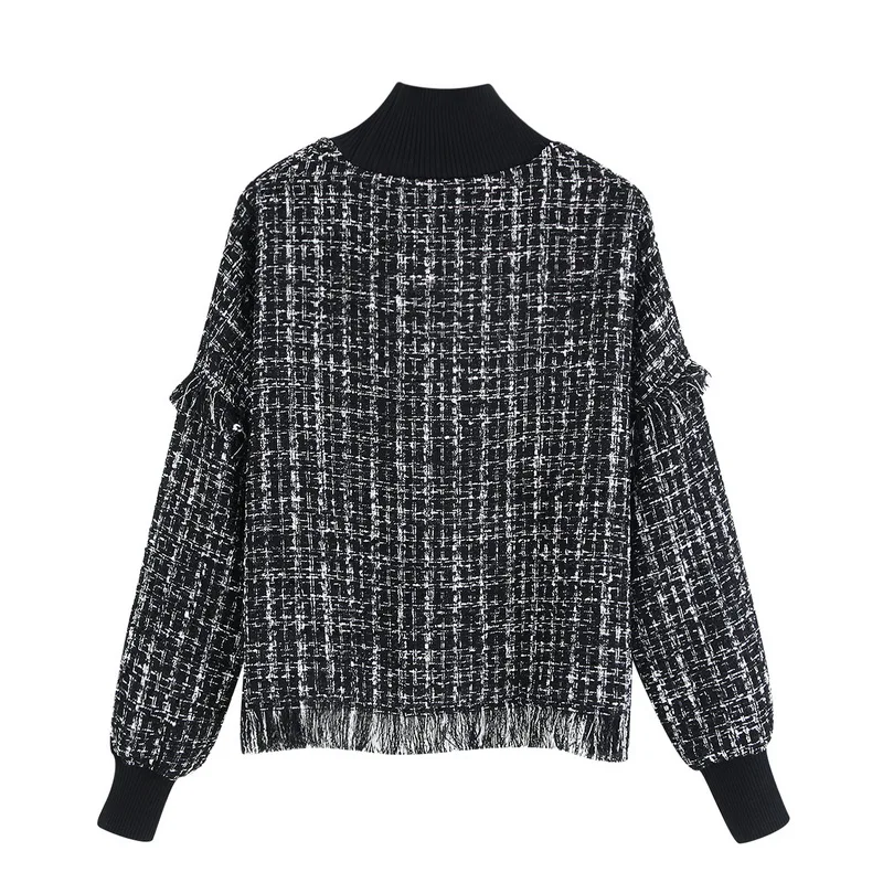 Skup Jesień 2019 nowe ubrania kobiet dzianiny wełniane bluza z długim rękawem z golfem surowej krawędzi nowoczesne Lady luźne góry bluzy z kapturem