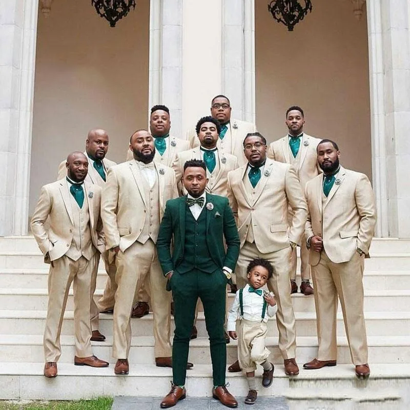 

3 Pieces TPSAADE Green Men Suits for Groom Wedding Tuxedos Groomsmen Outfits Bridegroom Attire Man Blazer Terno Masculino