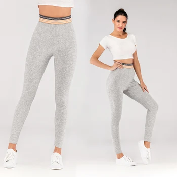 

2020 New Striped Belt Letter Printing Tight Ribbed Cotton Sports Women