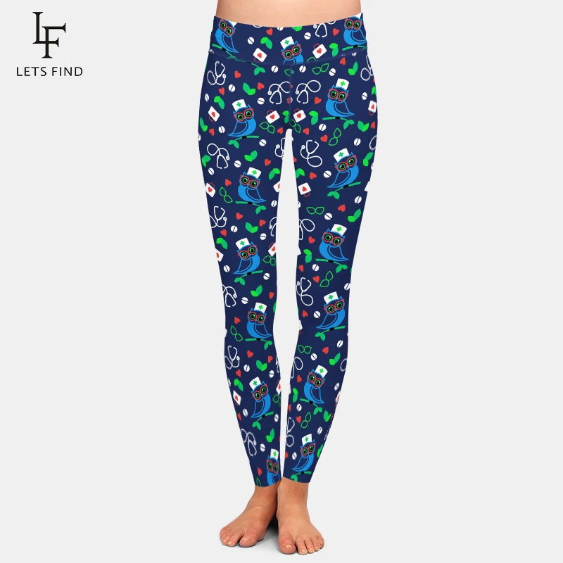 letsfind high quaility leggings winter owl digital printing women high waist leggings workout women pants LETSFIND Push Up Women Fashion High Waist Elastic Leggings Blue Owl Doctor Printing Workout Soft Leggings