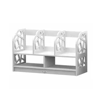 

Simple Desk Shelf White Desktop Organizer Display Storage Rack Bookshelf Wood-plastic Board Stand Shelf For Student Dormitory