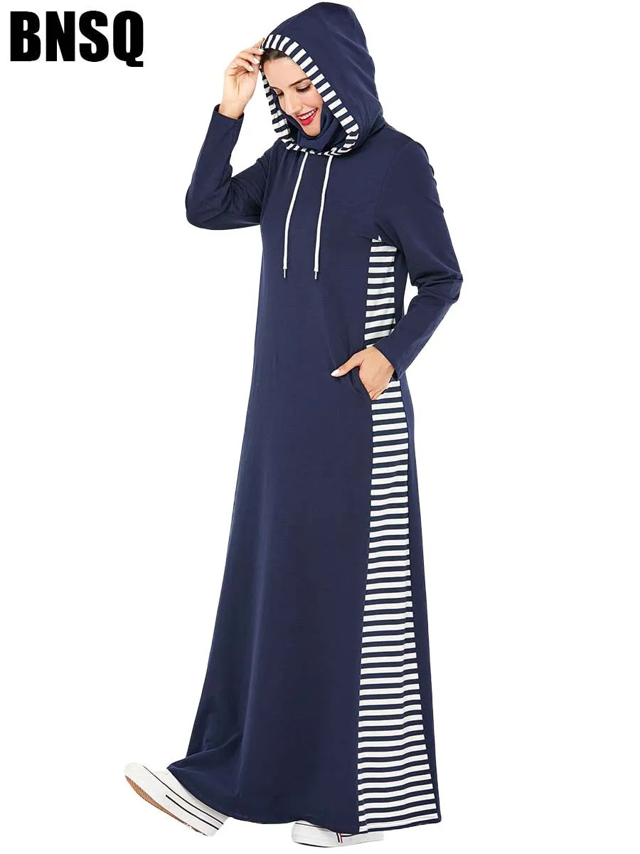 В европейском и американском стиле; Мода арабское Большие размеры женские лямки халаты мусульманский Дубай Повседневное платье с длинными рукавами платье