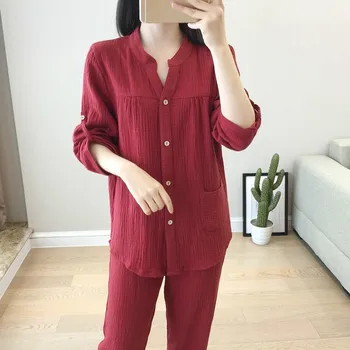

Long Sleeve Women Pajama Set Cotton Comfort Sleepwear Suit Female Solid Spring Autumn Nightwear Casual Homewear Pajama Mujer