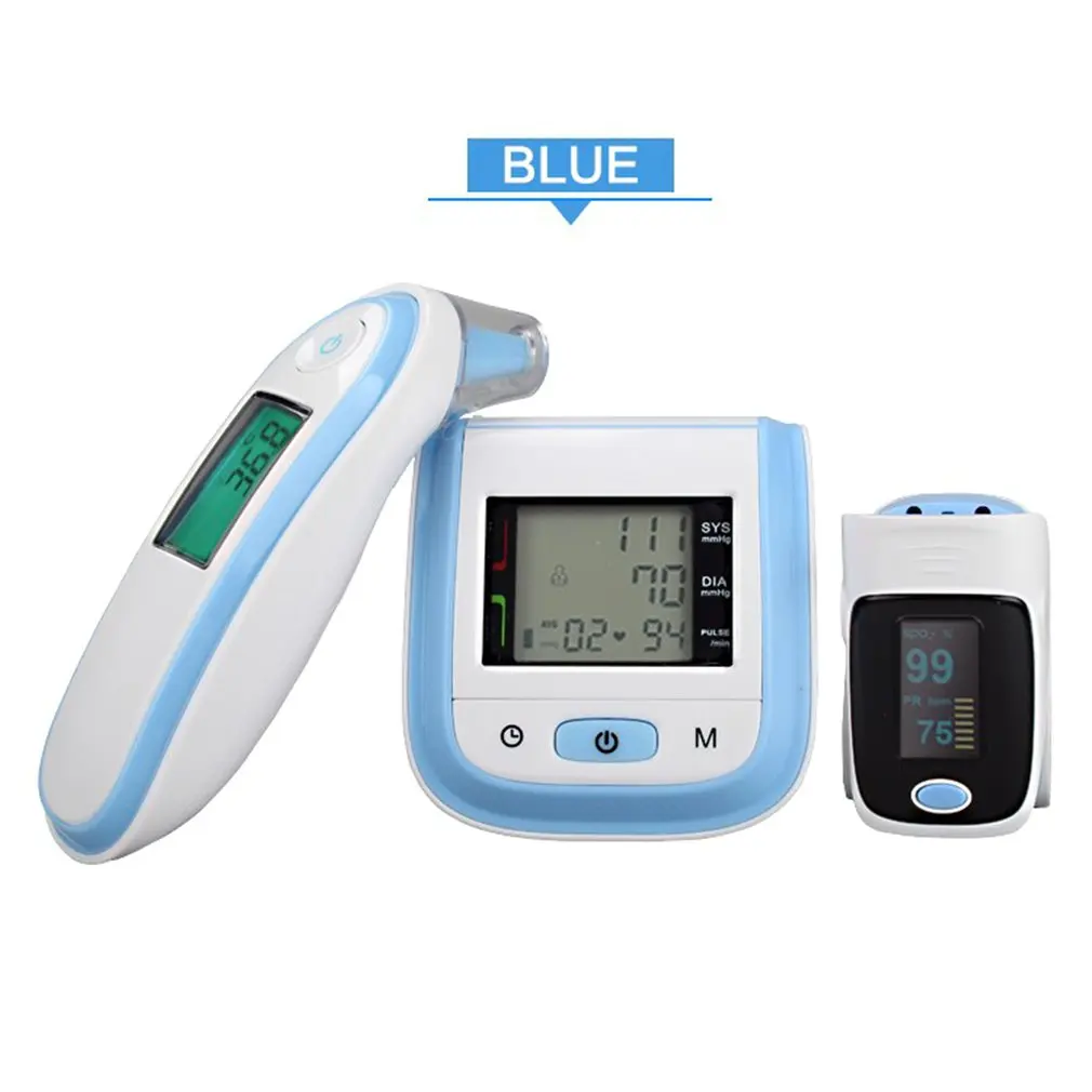 

Portable Home Finger Pulse Oximeter Wrist Sphygmomanometer Infrared Thermometer Set Combination Health Monitoring