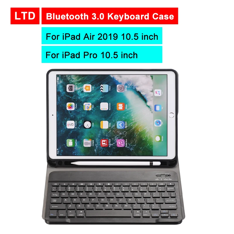 

Bluetooth 3.0 Tablet Keyboard Case For iPad Air 2019 iPad Pro 10.5 inch Mediapad Flip Leather Cover For Apple iPad With Keyboard
