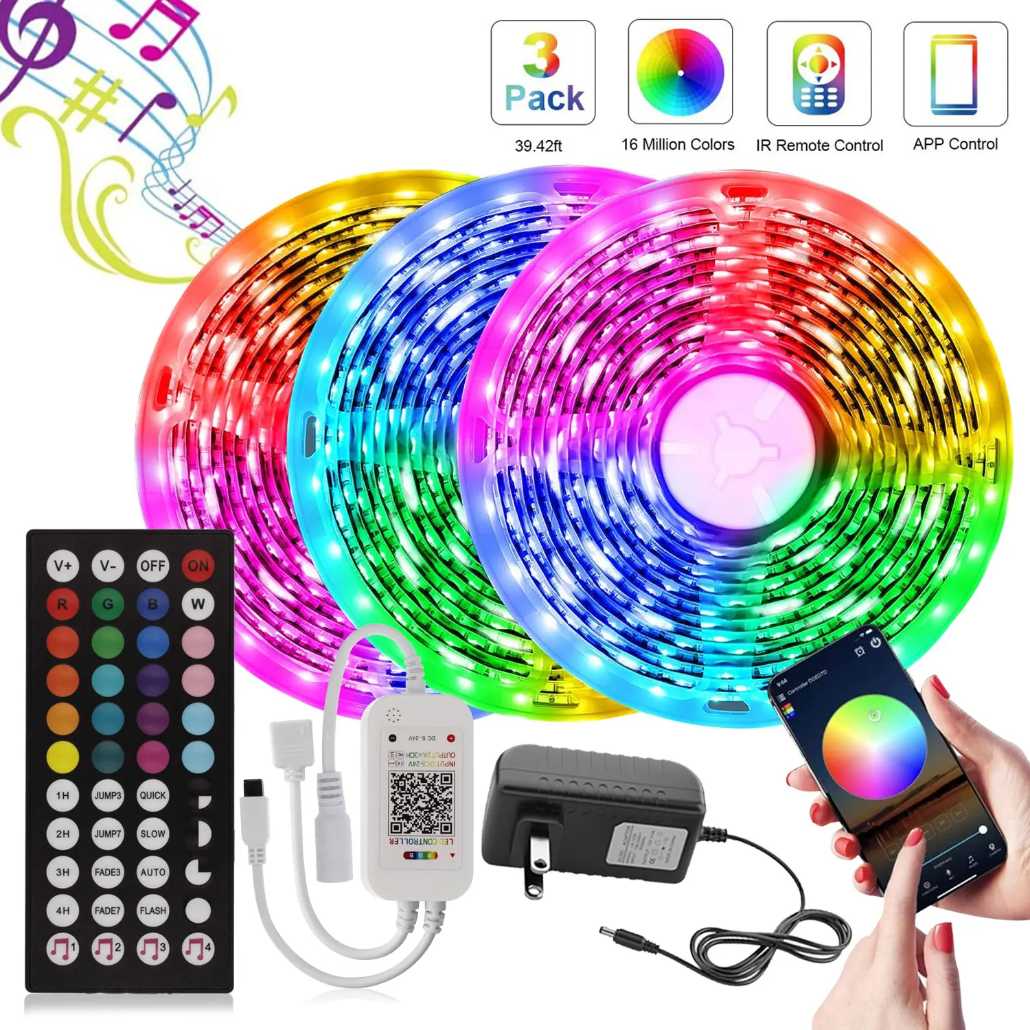 

Flexible LED Strip Light Bluetooth Control Light Lighting Music Sync Smart Led Light RGB Ribbon for Party Holiday New Year Decor