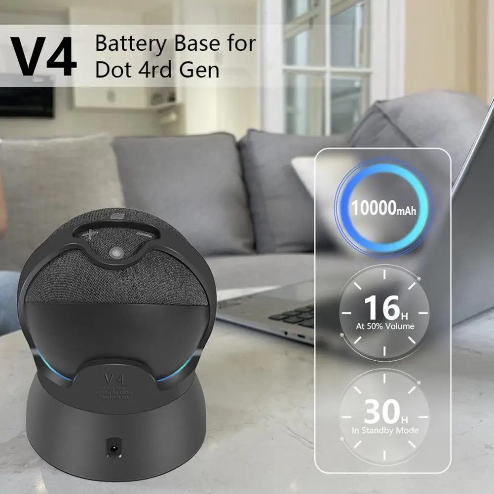 Docking Station D4 Per Echo Dot Base Batteria Portatile Di Quarta Generazione Per Caricabatterie Alexa Smart Speaker Mount 10000Mah