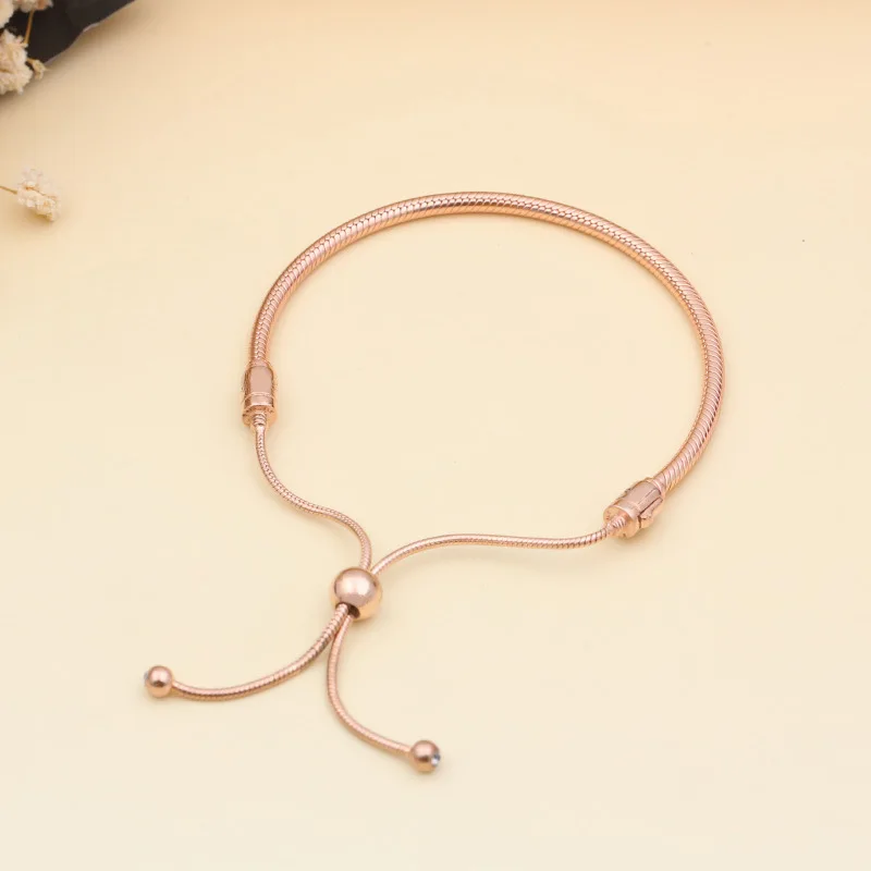 

Yin wu S925 Silver Bracelets Shine Extendable Bracelet String Rose Gold Bracelets